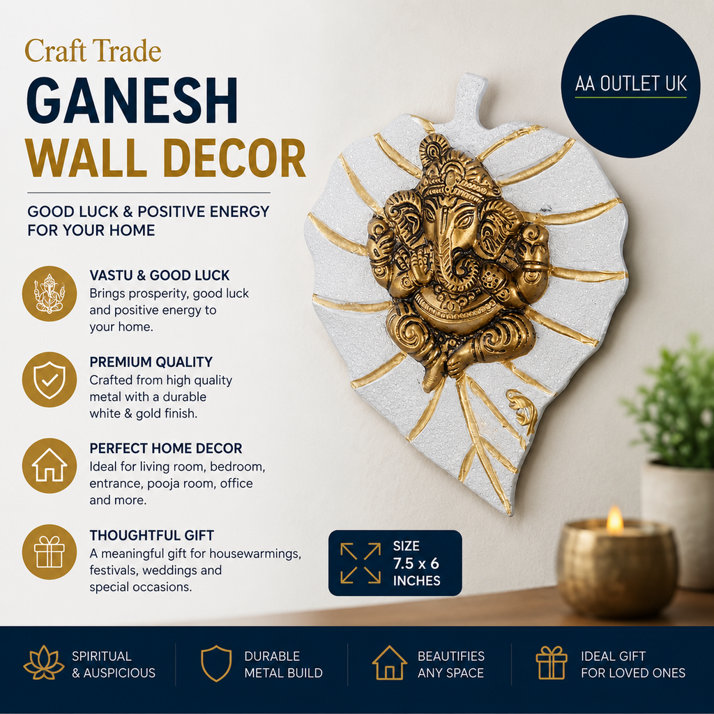 Craft Trade Ganesh Metal Vastu Idol Items Wall Decor Good Luck 7.5x6in