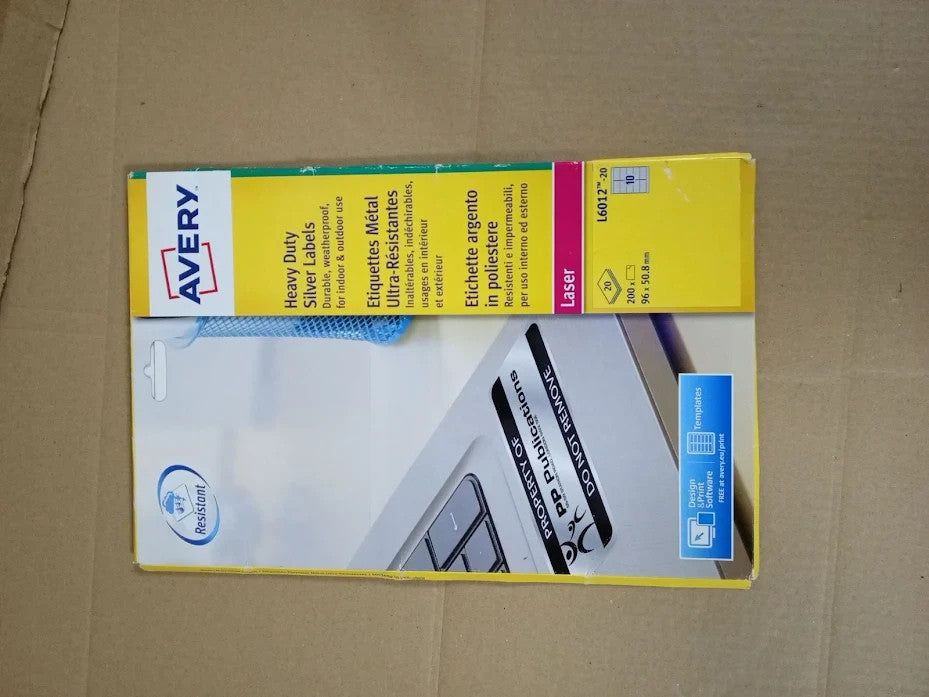 Avery L6012-20 Silver Heavy Duty Extra Strong Adhesive Labels 96x50.8mm New