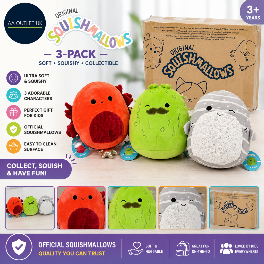 Squishmallows Original 8 Inch Mystery 3 Pieces Plush Surprise Box Soft Toy Set