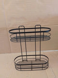 Argos Home Suction Cup Wire 2 Tier Shower Caddy Black Steel 38x13x28cm