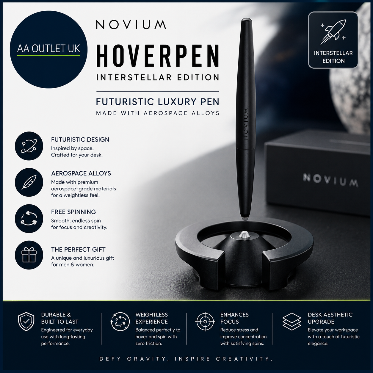 Novium Hoverpen Interstellar Edition Futuristic Luxury Pen Made Aerospace Used