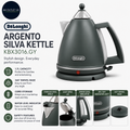 DeLonghi Argento Silva KBX3016.GY Kettle 1.7L Capacity 360 Swivel Base Grey