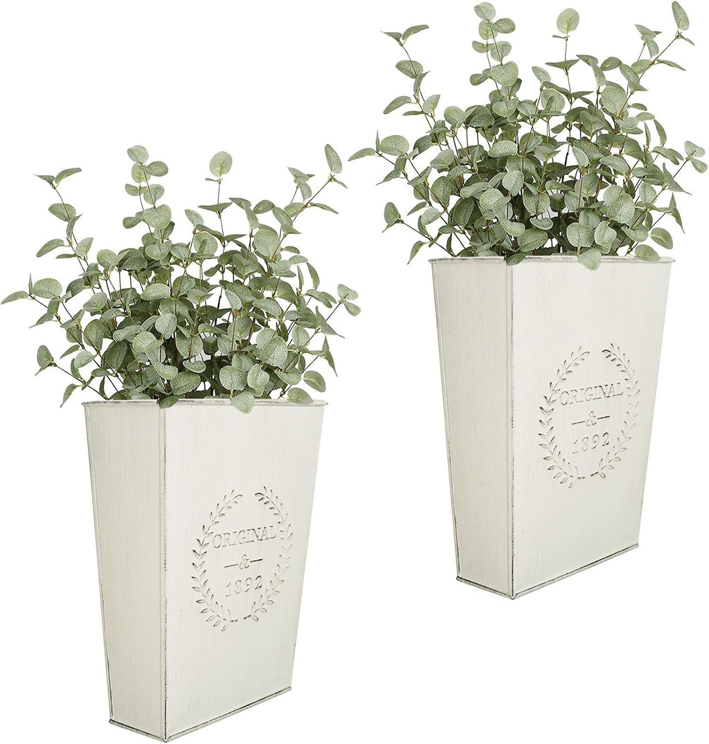 Lesen Set Of 2 Farmhouse Metal Wall Planter Rustic Decor Country Vase New