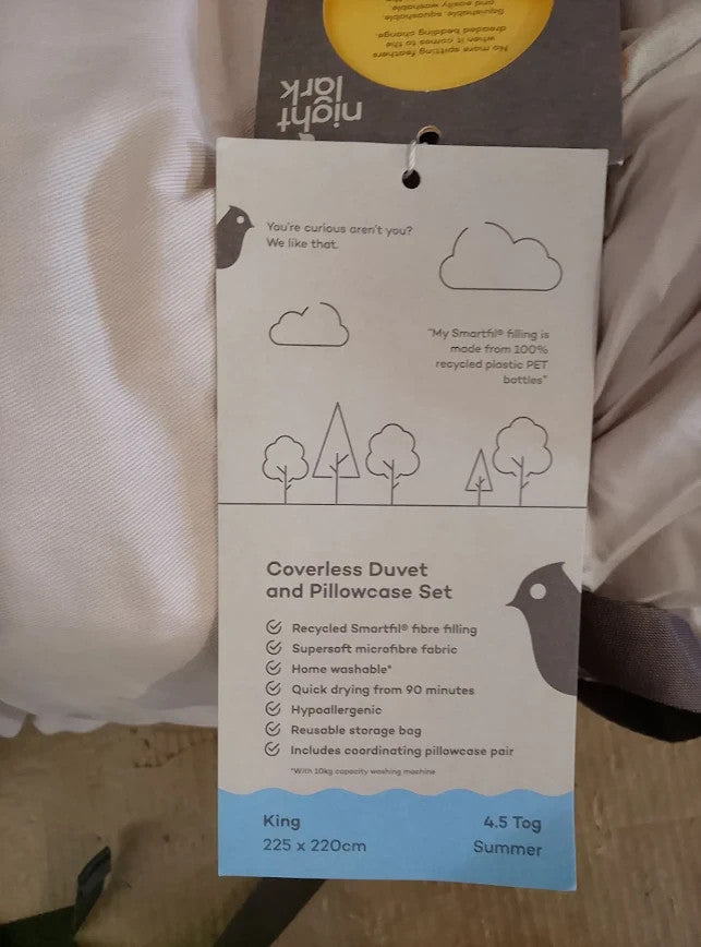 Night Lark Coverless Duvet King 4.5 Tog Soft Weave Natural Oat King Size