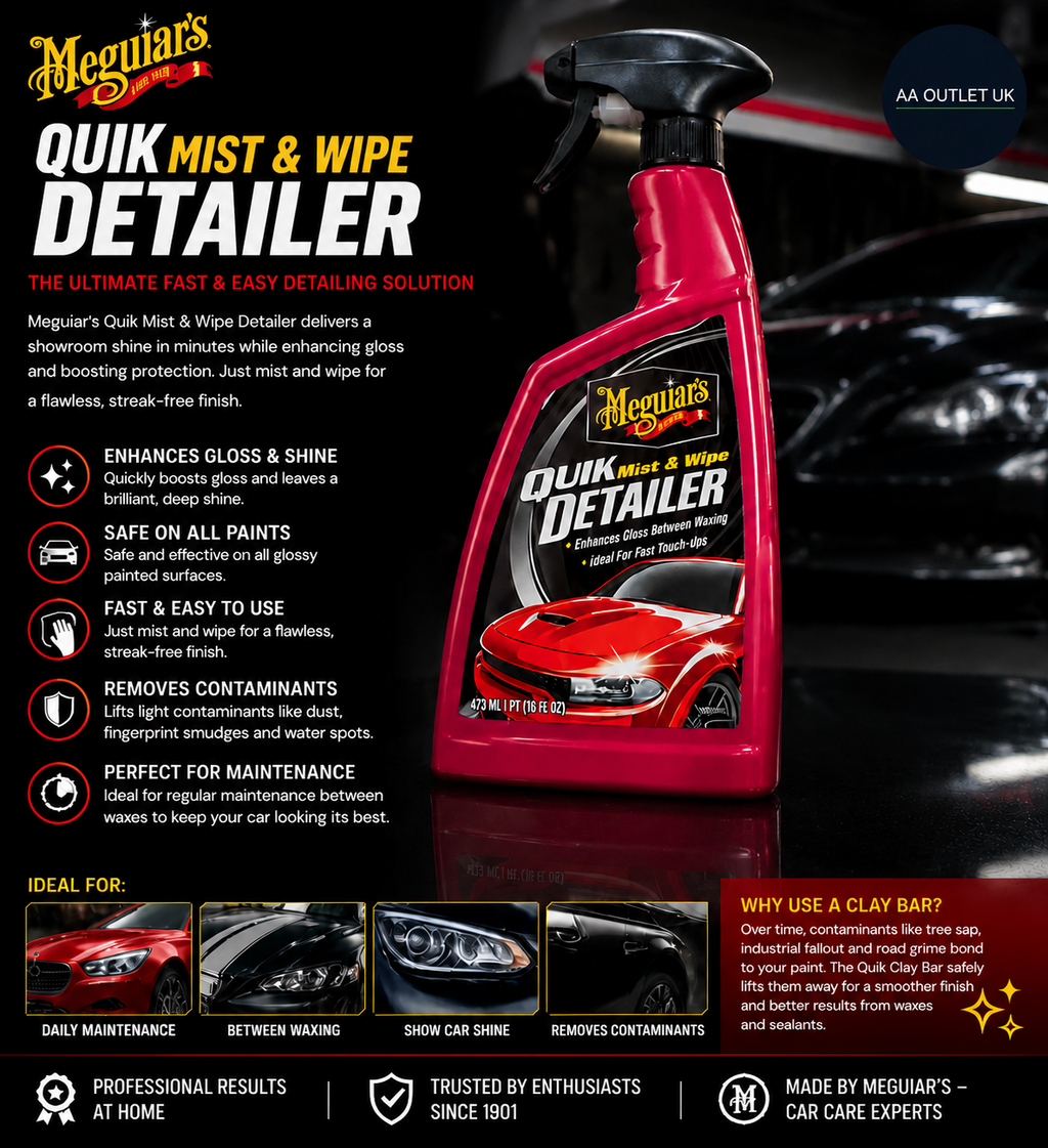 Meguiar's G1116EU Kit 473ml Quik Detailer Mist Wipe Car Paint Clean Design