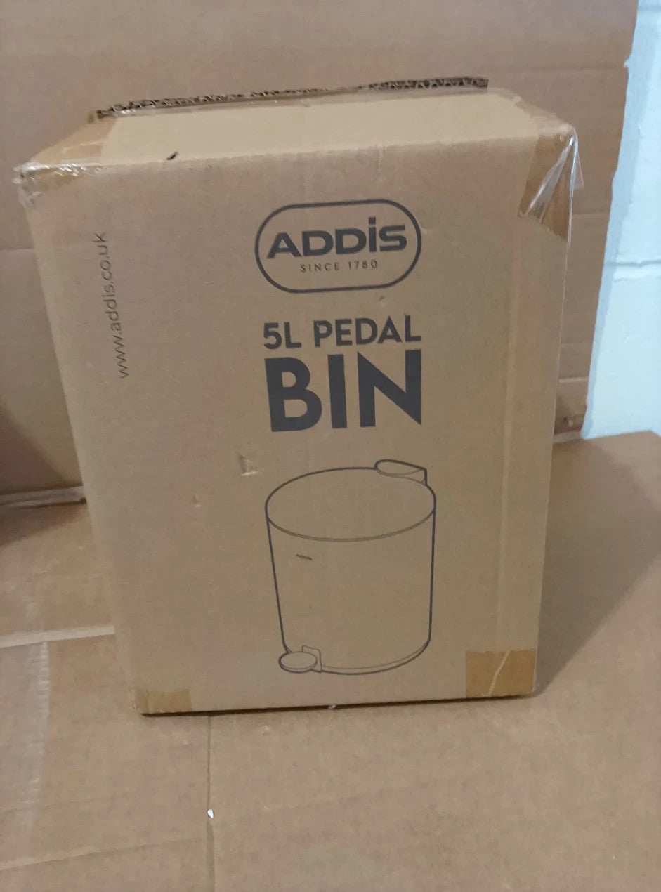 Addis 5L Bathroom Soft Close Pedal Stylish Compact Metal Waste Bin White Durable