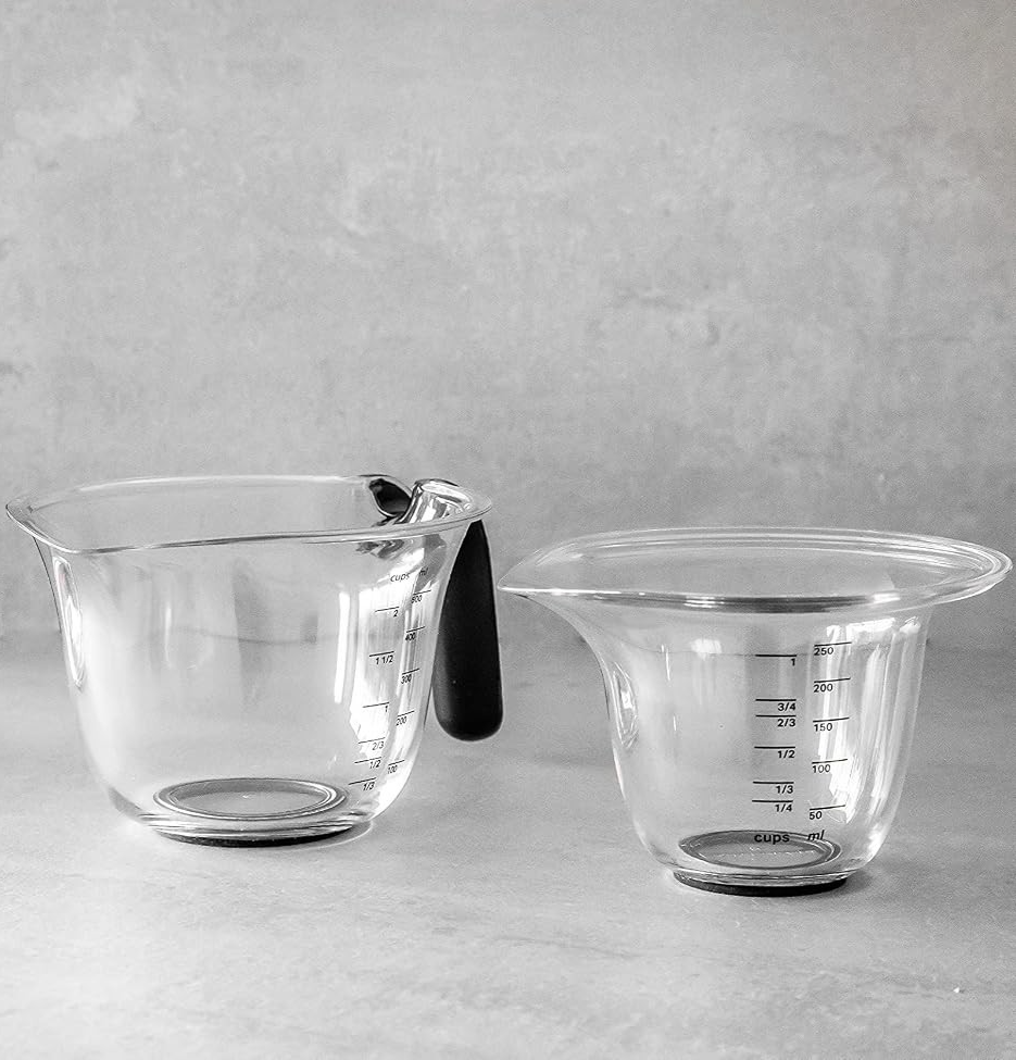 KitchenAid Universal Measuring Jugs Set 2 250ml 500ml Onyx Black Clear Marks New