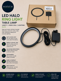 LED Halo Ring Halo Light Table Lamp Vanity Video Call Lighting Black New