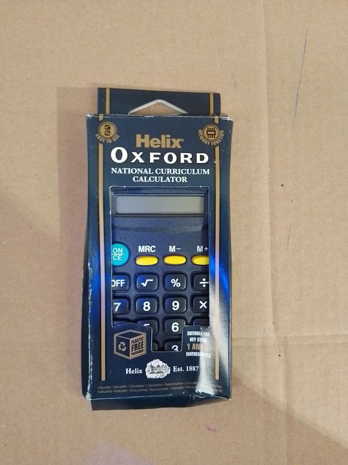 Helix Oxford Basic Calculator Key Stage 1 2 Maths 8 Digit Display Black New