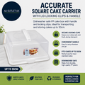 Accurate Plastic Square Cake Carrier Lid Locking Clips Handle Dishwasher