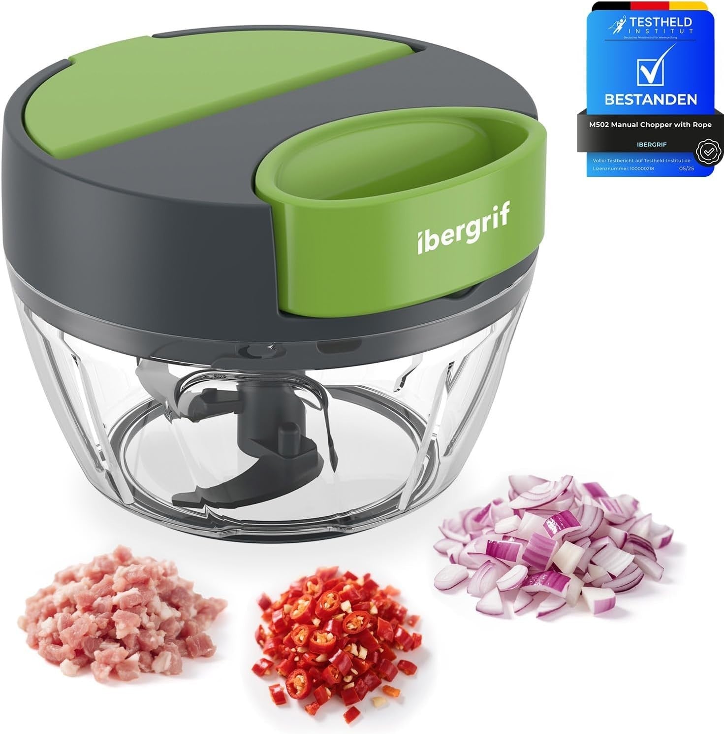 Ibergrif M502 Manual Food Chopper Multi Functional 0.29kg Feeding Port New