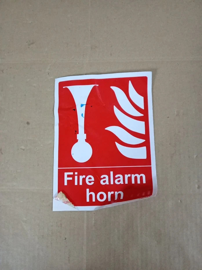 V Safety Fire Alarm Horn Sign 150x200mm Self Adhesive Vinyl Red 13008AN-S Design