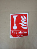 V Safety Fire Alarm Horn Sign 150x200mm Self Adhesive Vinyl Red 13008AN-S Design