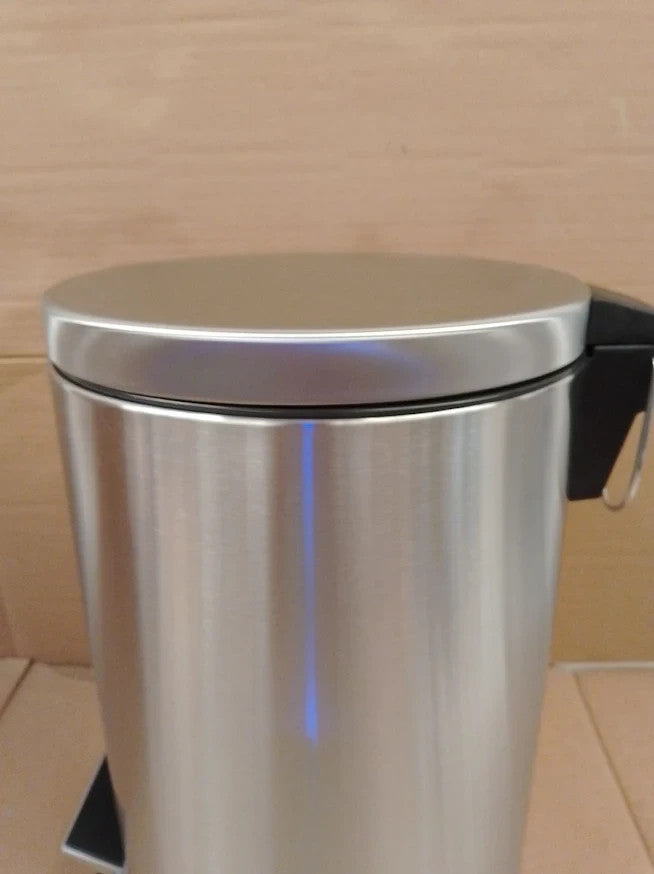 Home 12 Litre Brushed Stainless Steel Pedal Bin Chrome Durable Quality Design
