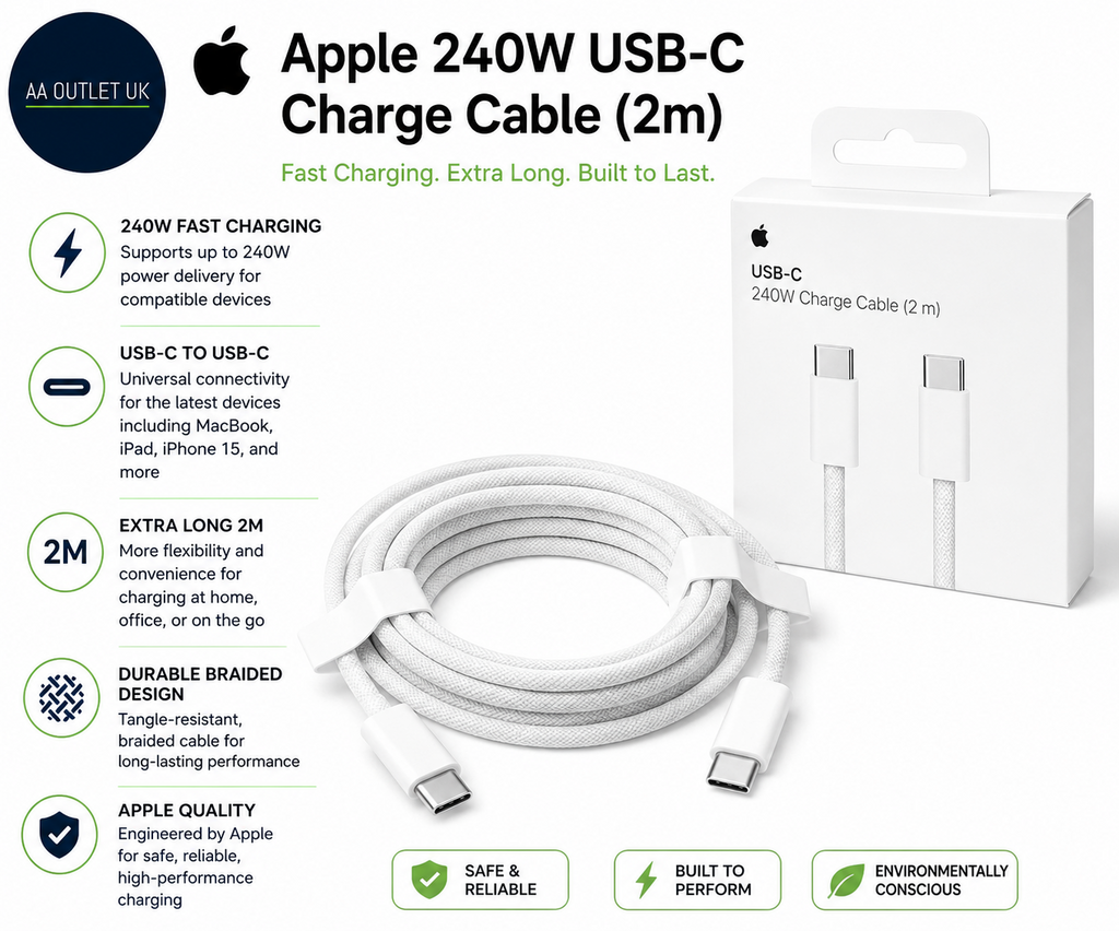Apple 240W USB C Fast Charging Adapter Cable 2m White