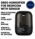 Dreo Humidifier Bedroom Sensor 26dB Quiet Cool Mist Ultrasonic 360° 3L Black