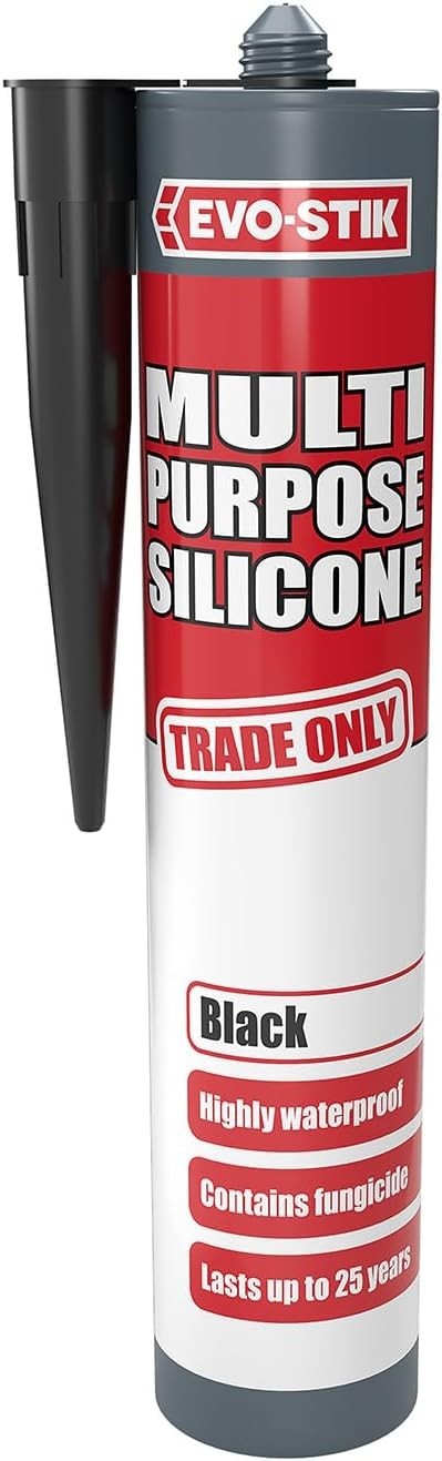 EVO STIK Multipurpose Silicone Sealant Black Waterproof Mould Resistant New