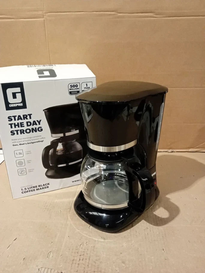Geepas 1.5L Filter Coffee Machine 800w Coffee Maker Instant Coffee Black