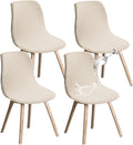 Shell Dining Chair Covers Stretch Retro Elastic Washable Remov Beige 4 Pieces