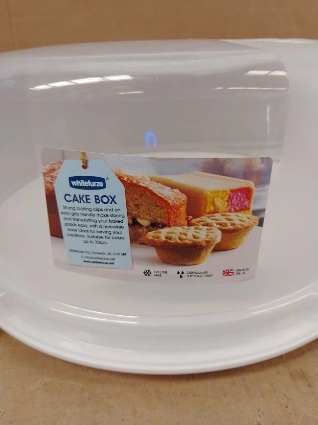 Plastic Cake Carrier Lid Locking Clips Round Cake Box Handle Dishwasher 30cm