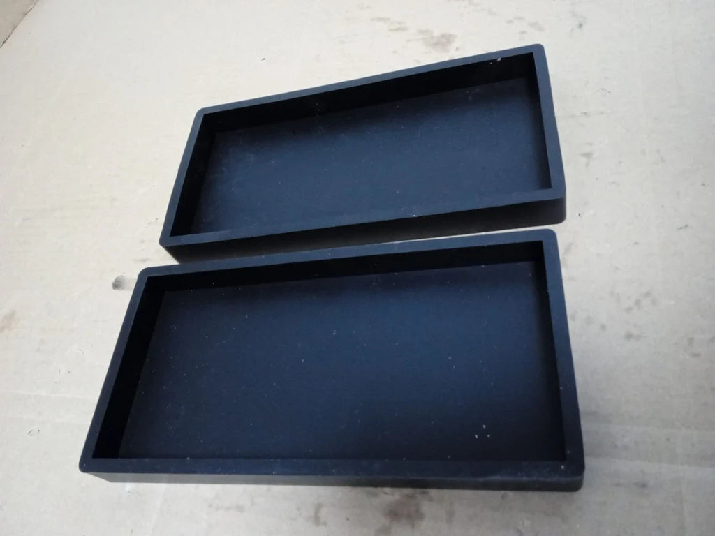 Molenco 2pc Bathroom Trays Silicone Vanity Bathroom Vanity Rectangle Black