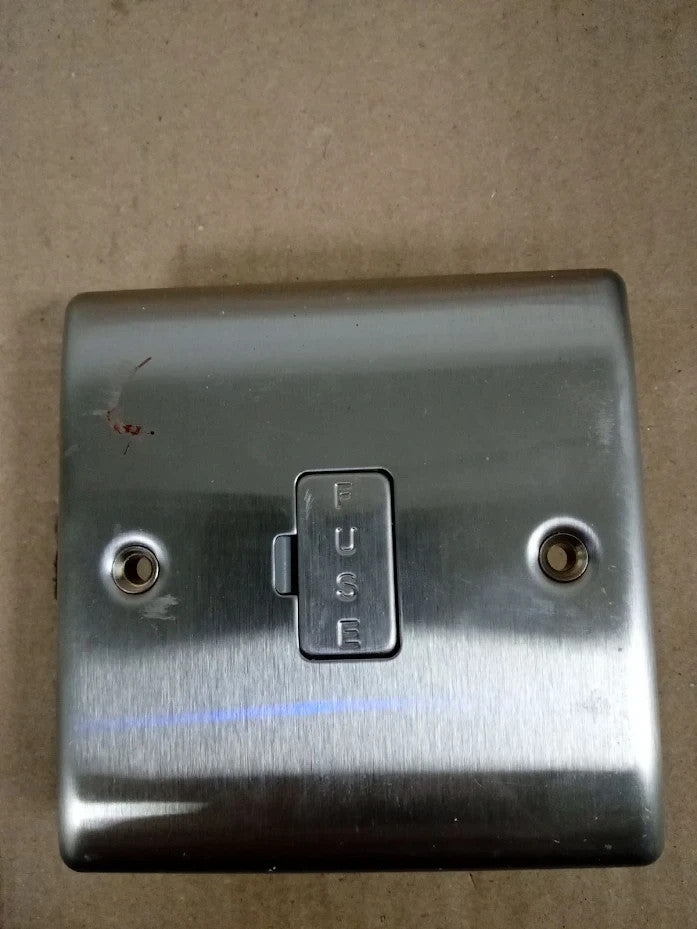 BG Electrical NBS54 Unswitched Fused Spur Brushed Steel 13A Double Pole Design