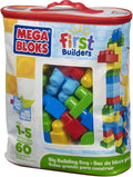 Mega Bloks Big Bag Building Set 60 Colorful Block Easy Cleanup 1+ New