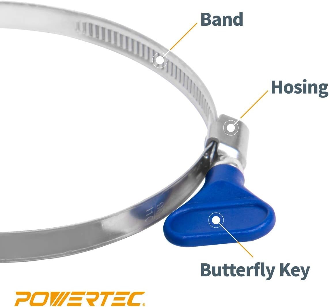 POWERTEC 70260 4in Key Hose Clamp Screw Adjustable Stainless Steel 10 Pieces New