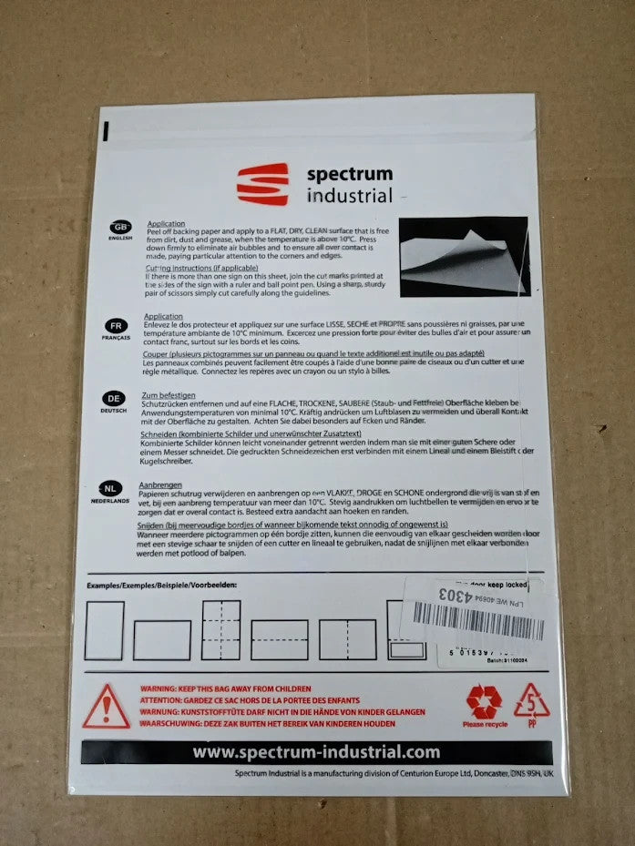 Scan Fire Door Keep Locked Shut Sign 200x300mm Self Adhesive PVC SCA0153 New
