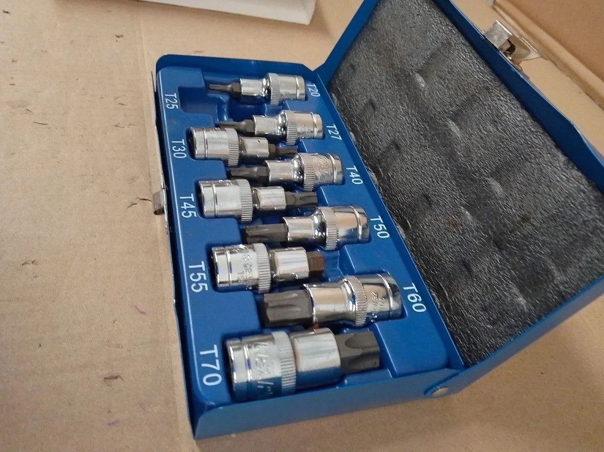 US Pro Tools 9pc 1/2in Dr Torx Bit Socket Set T20 T70 3413 Gemalt New