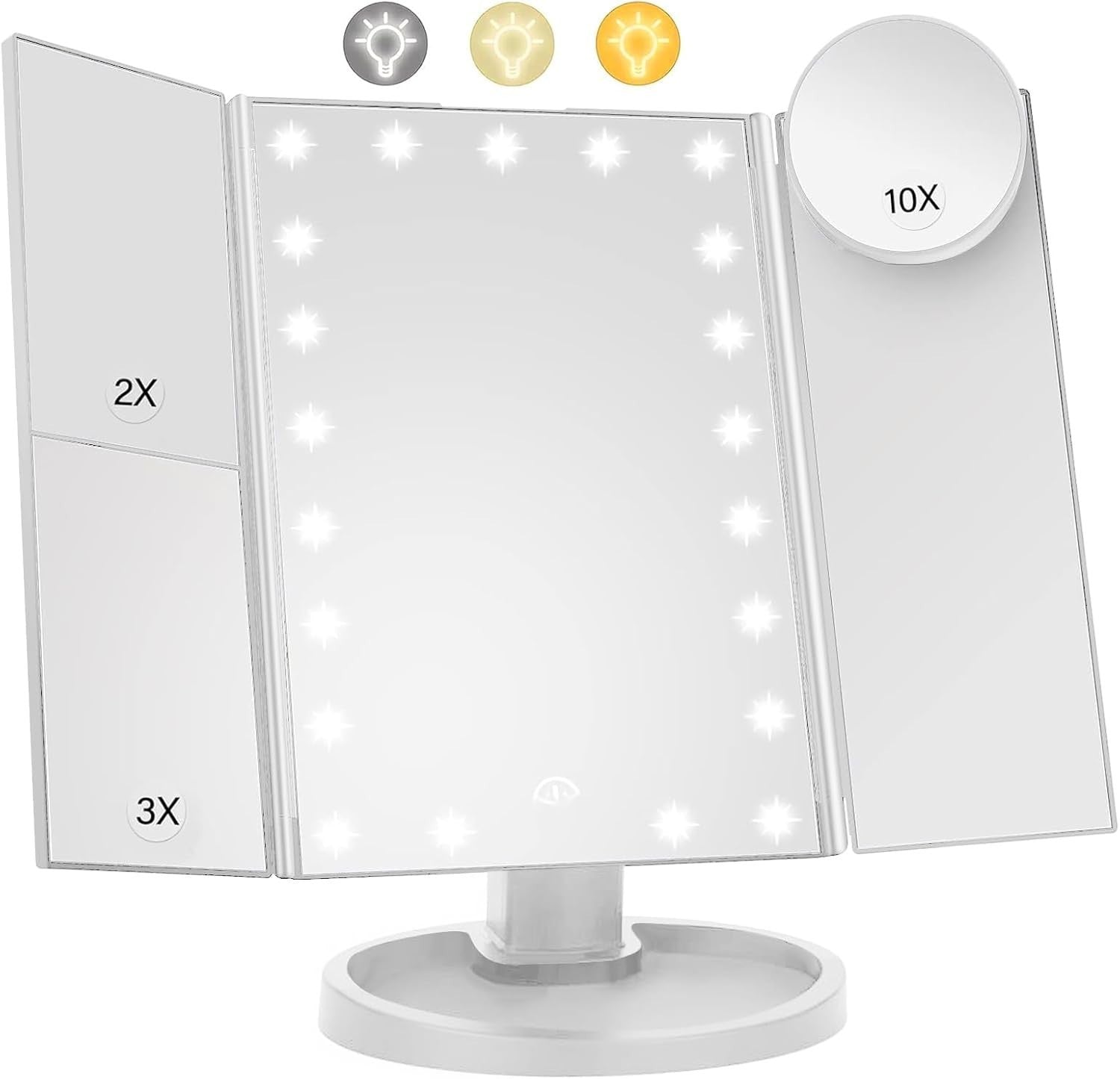 Lighted Makeup Mirror 22 LED Lights Dual Power Supply 10x Magnifying 25x30cm New