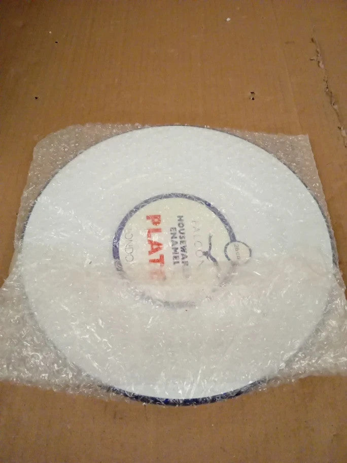 Falcon Enamelware 10.5inch Emaille Dinner Plate Steel Classic Blue White