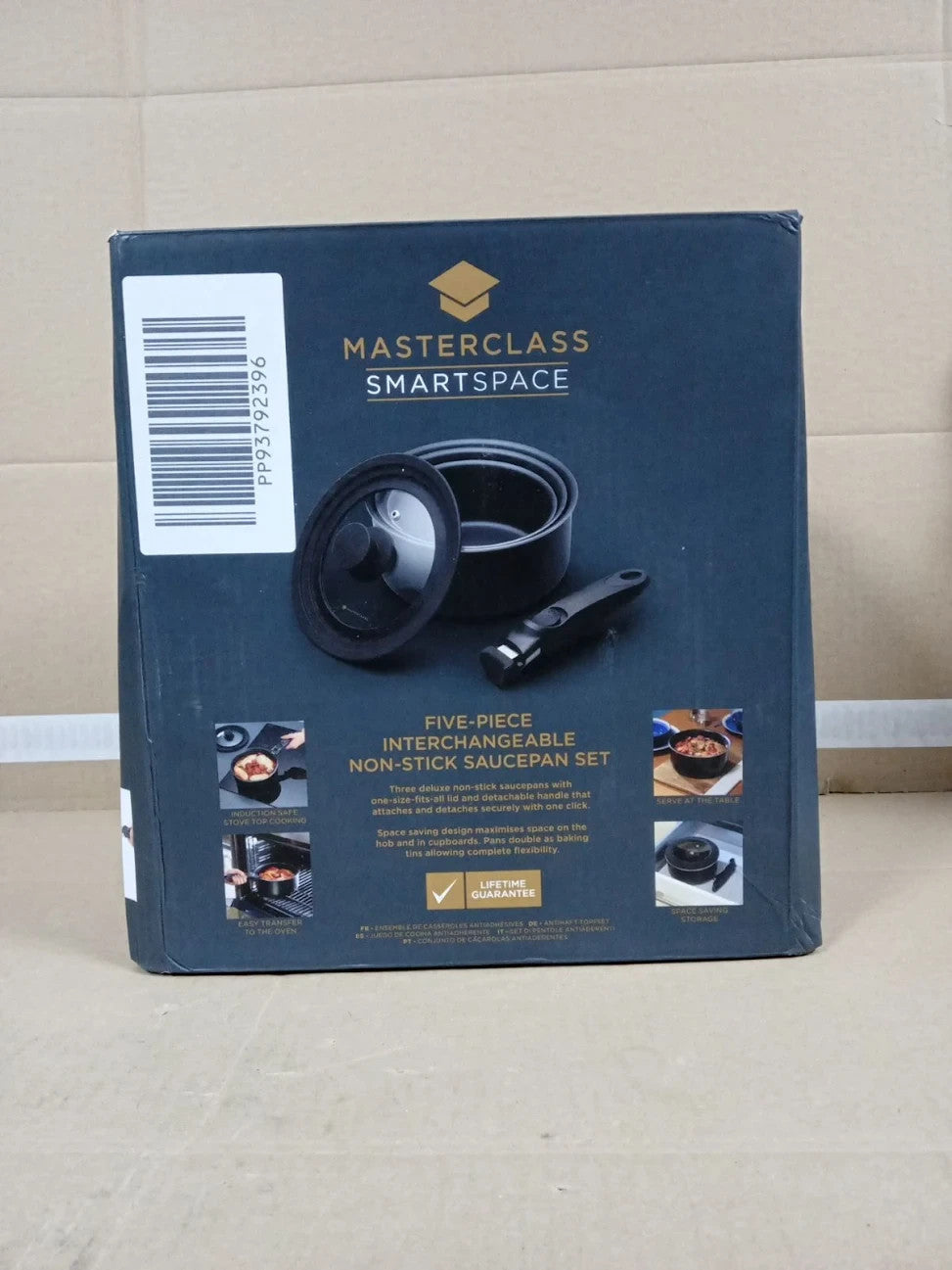 MasterClass Smart Space 3 Piece Non Stick Induction Saucepan Set Grey