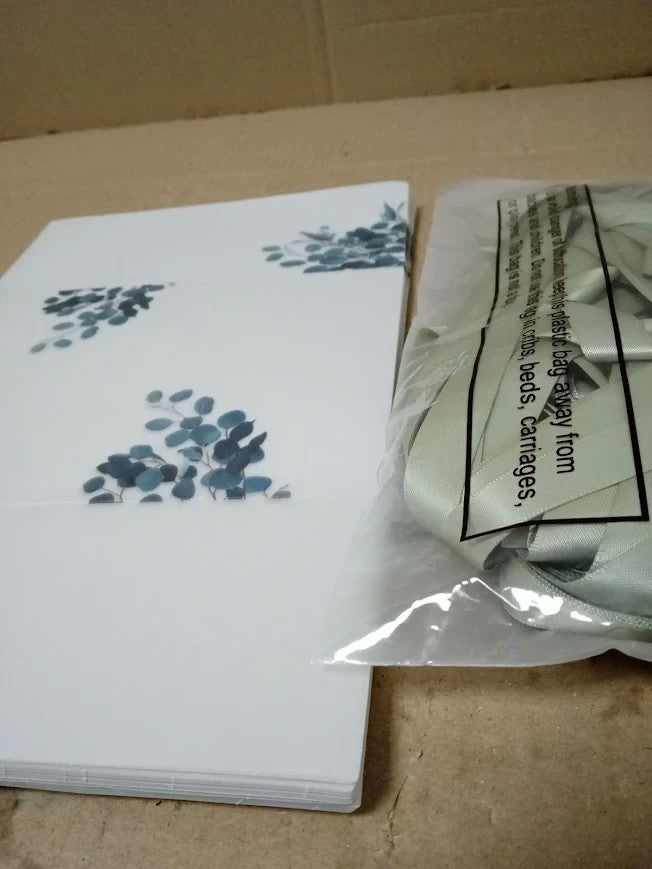 MotiMind 100pc Greenery Eucalyptus Pre Folded Vellum Jackets 5x7 Invitations New