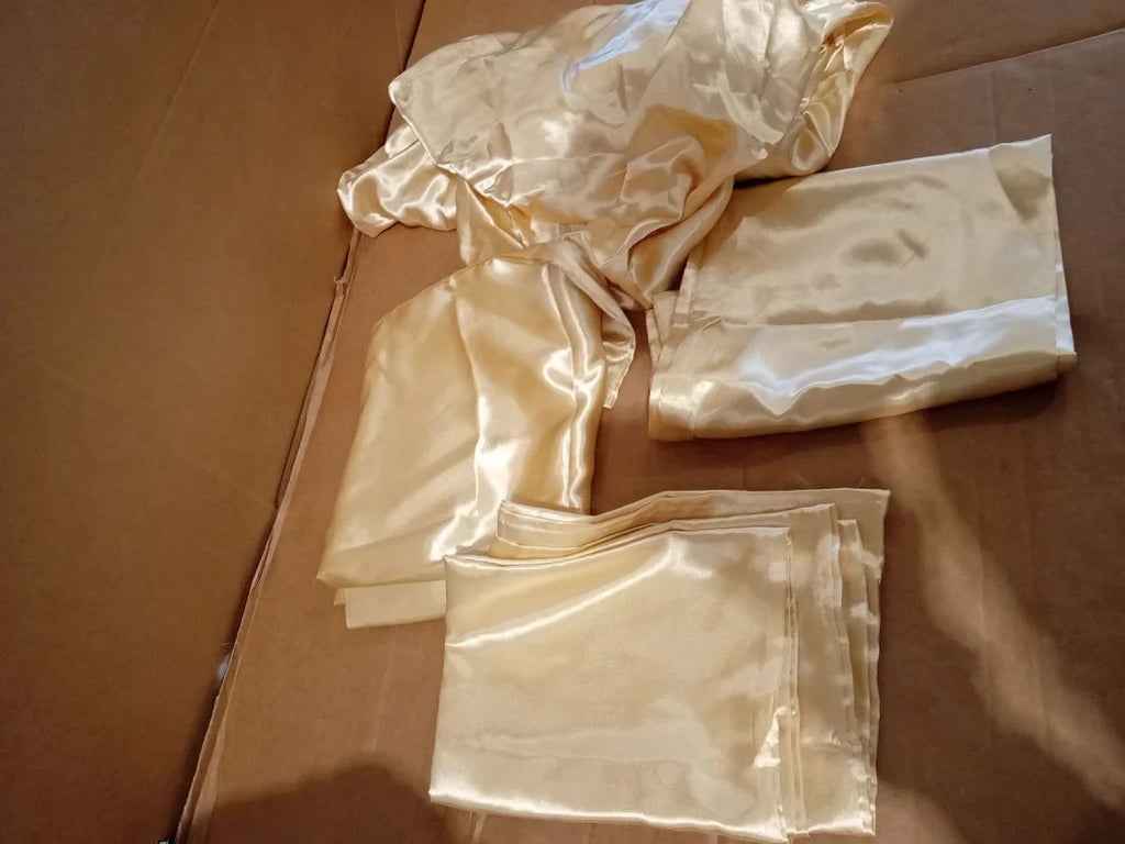 Guchuang Satin Bedding Set Beige King Duvet Cover Sheet Pillowcases Design New