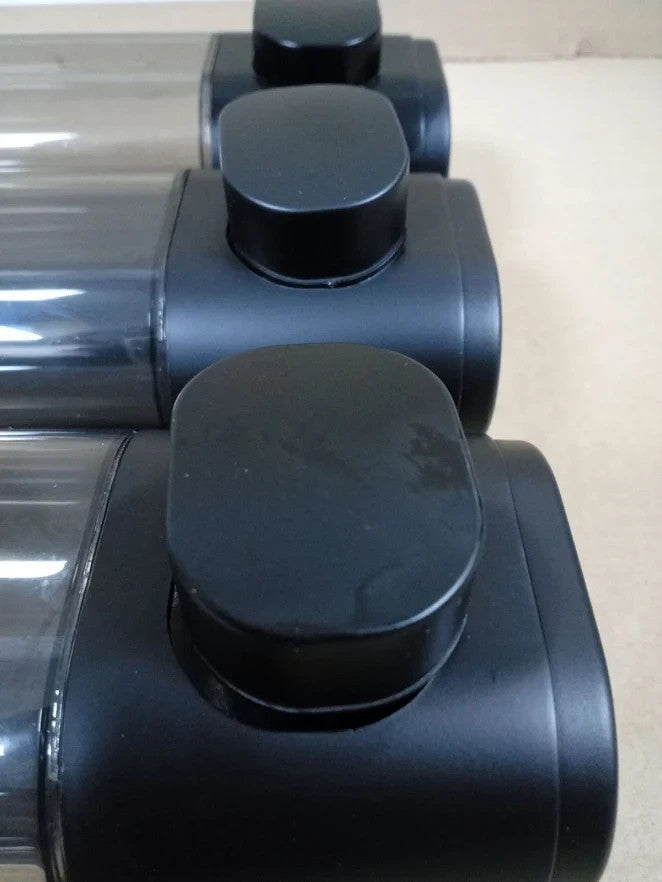 3 Chamber Wall Mounted Shampoo Soap Dispenser No Drill Bathroom Black 3x300ml