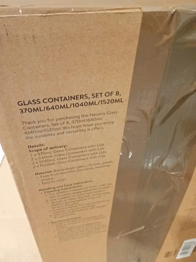 Navaris Glass Food Storage Containers With Lids Set Of 8 Airtight Lockable New