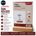 Europel Sign Holder A6 Portrait Durable FSC Certified Oakwood Base Double Sided