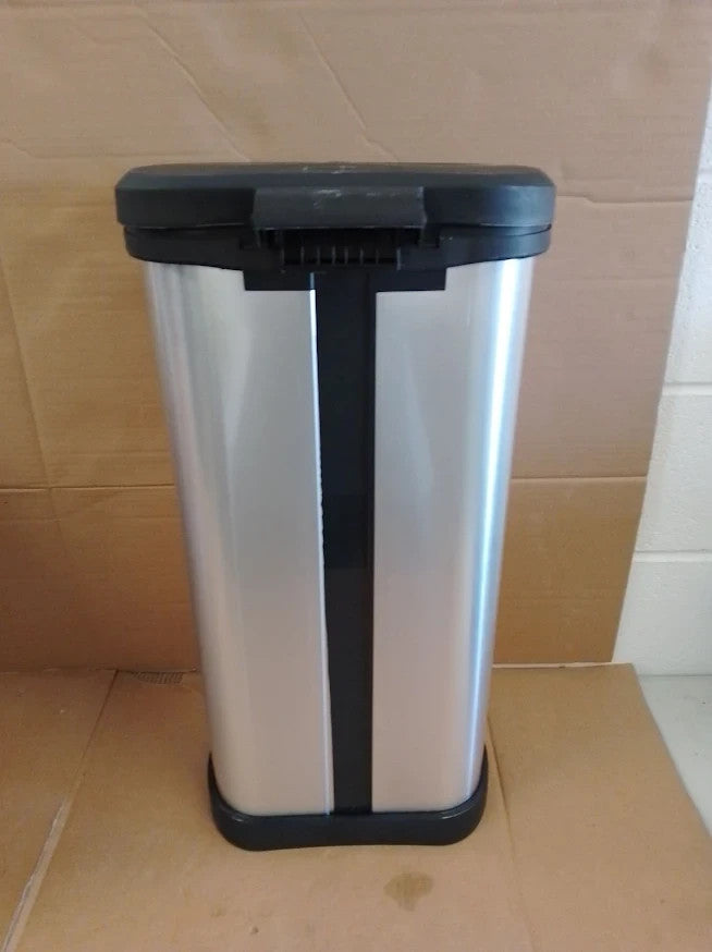 Curver 40 Litre Deco Touch Top Kitchen Bin Silver Waste Lightweight Resin