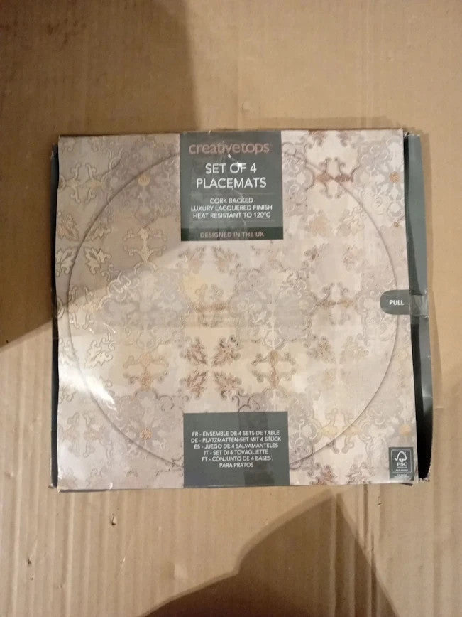Creative Tops Cork Backed Round Placemats Set 4 Table Mats 29cm Gold New