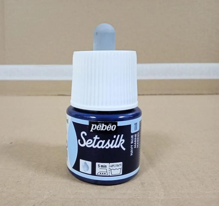 PEBEO Setasilk Navy Blue Silk Paint 45ml Pipette Bottle Fabric Dye Design