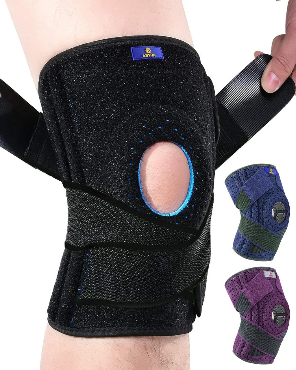ABYON Knee Support Men Women Adjustable Non Slip Stabilizers Black S/M New