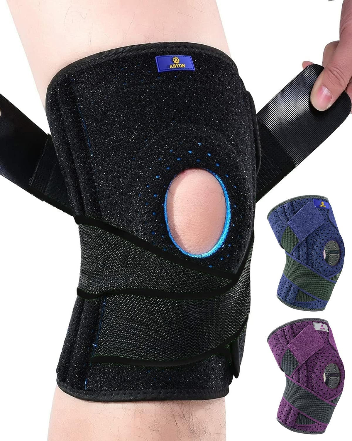 ABYON Knee Support Men Women Adjustable Non Slip Stabilizers Black S/M New