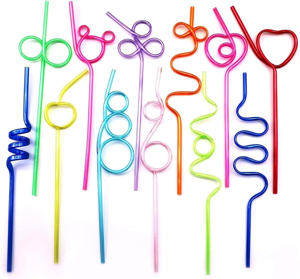 Xincheng 12pcs Premium Colorful Curly Reusable Party Drinking Straws New