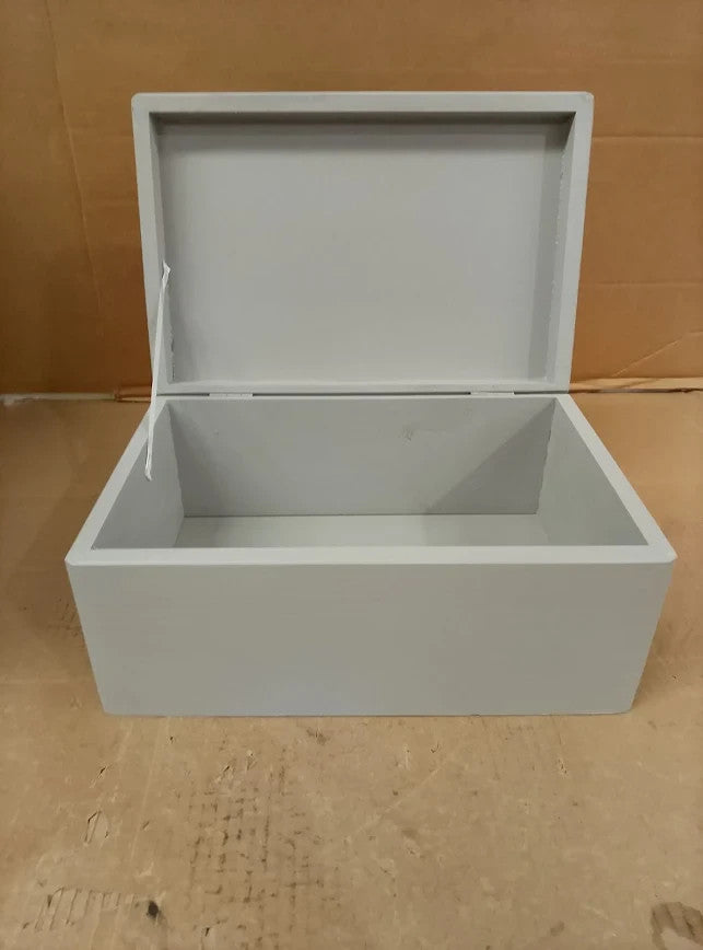 Creative Deco Large Grey Plain Wooden Storage Box Lid 30x20x14cm