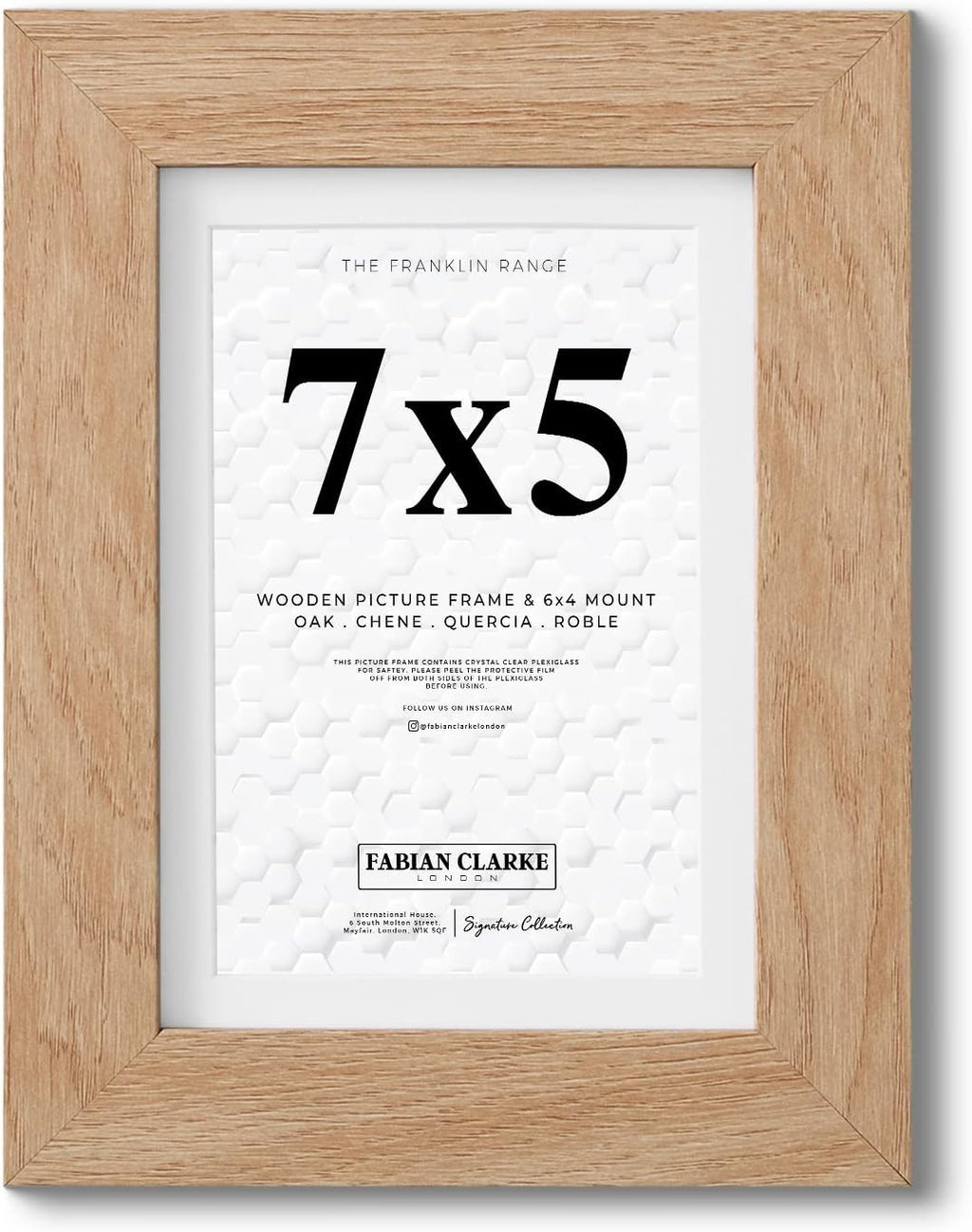 Fabian Clarke London 7x5 Modern Oak Wooden Picture Photo Frame White New