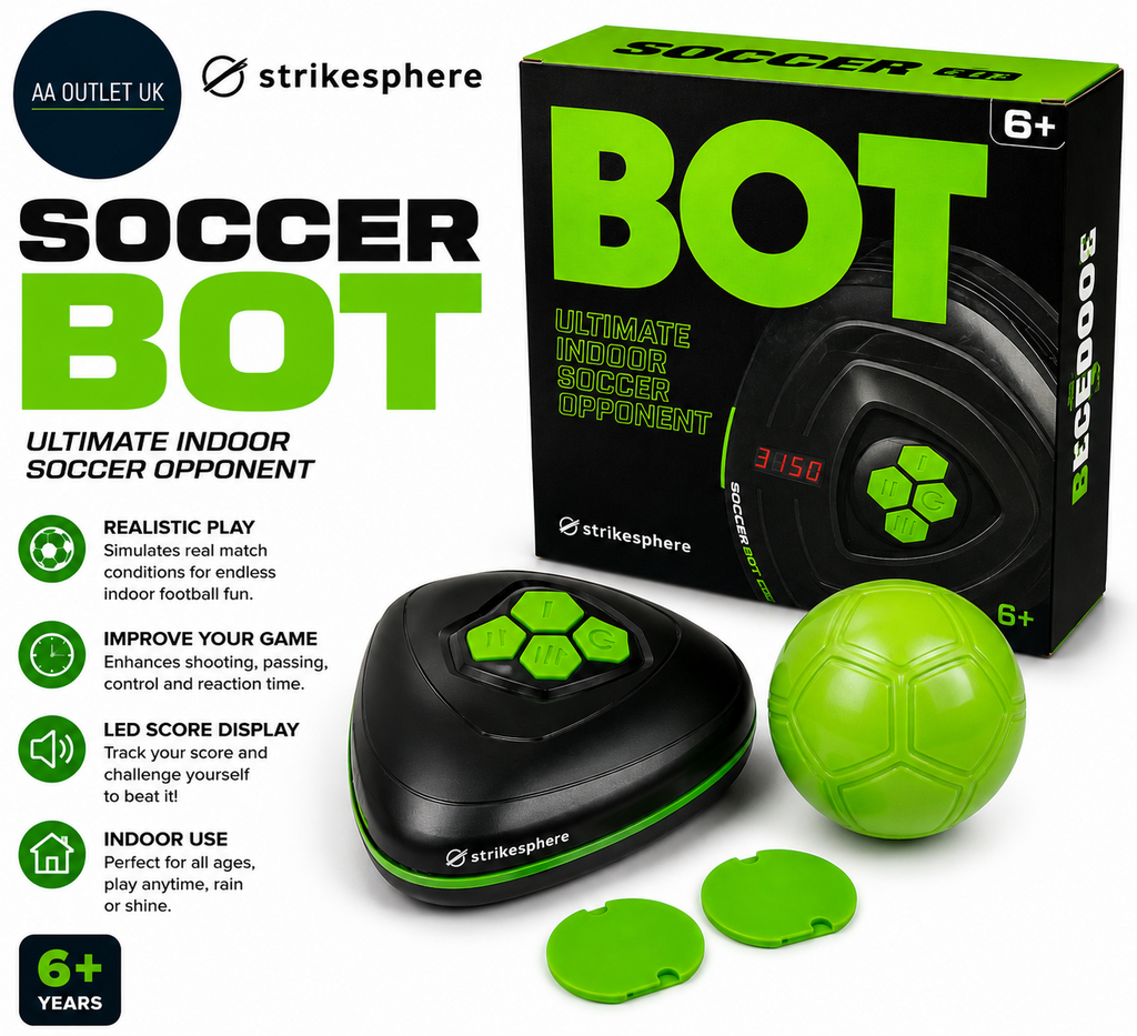 Strikesphere Soccer Bot Indoor Football Trainer Gifts Boys Girls One Size Black