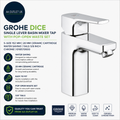 Grohe Dice Single Lever Basin Mixer Tap Pop Open Waste Set Chrome 1018570000