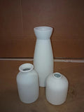 Cemabt White Ceramic Set 3 Small Flower Vases Decor Modern 26x12x21.5cm