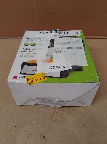 Salter Waffle Maker Machine 1600W Non Stick Dual Waffle Iron Plates 20.9x24x10cm